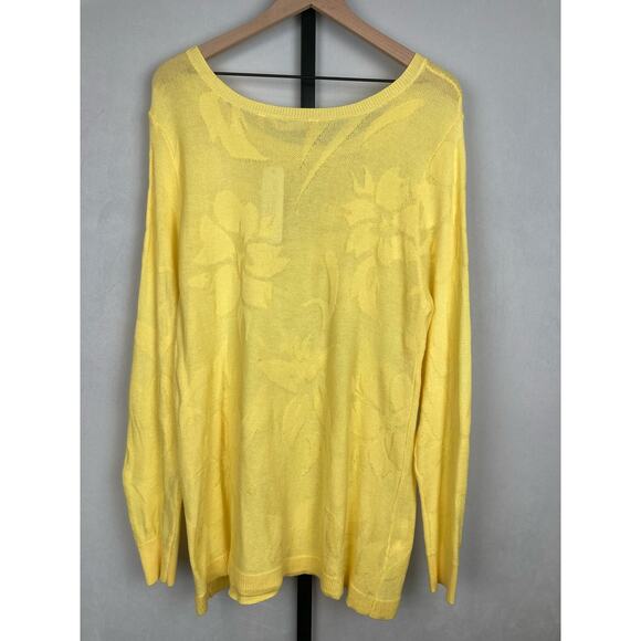 Soft Surroundings Floral Sweater Yellow Size 1X Open Knit Lightweight Soft NWT - Picture 6 of 10